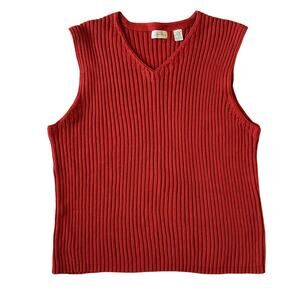 VTG St. John's Bay Ribbed Knit Sweater Vest Men 3XL Tall 3X Orange Cotton Preppy